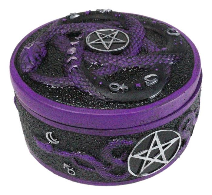 ebros gift Wicca Occultic Alchemist Snake Serpent With Pentagram Small Trinket Box 4"D