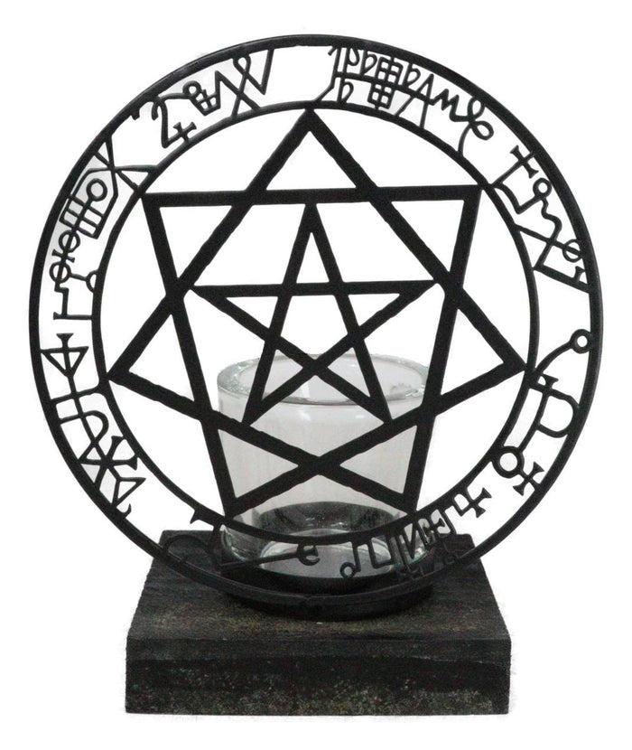 Ebros Gift Wicca Occultic Angels And Demons Sacred Mystic Sigils Metal Votive Candle Holder