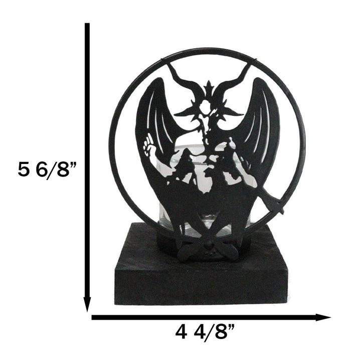 Ebros Gift Wicca Occultic Sabbatic Goat Winged Baphomet Coated Metal Votive Candle Holder