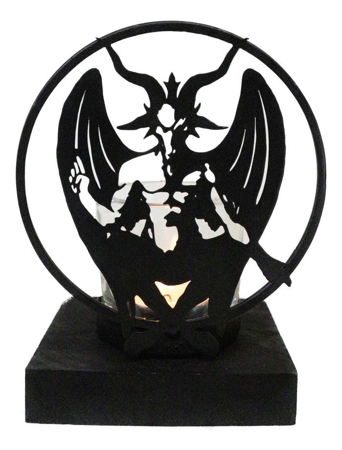 ebros gift Wicca Occultic Sabbatic Goat Winged Baphomet Coated Metal Votive Candle Holder