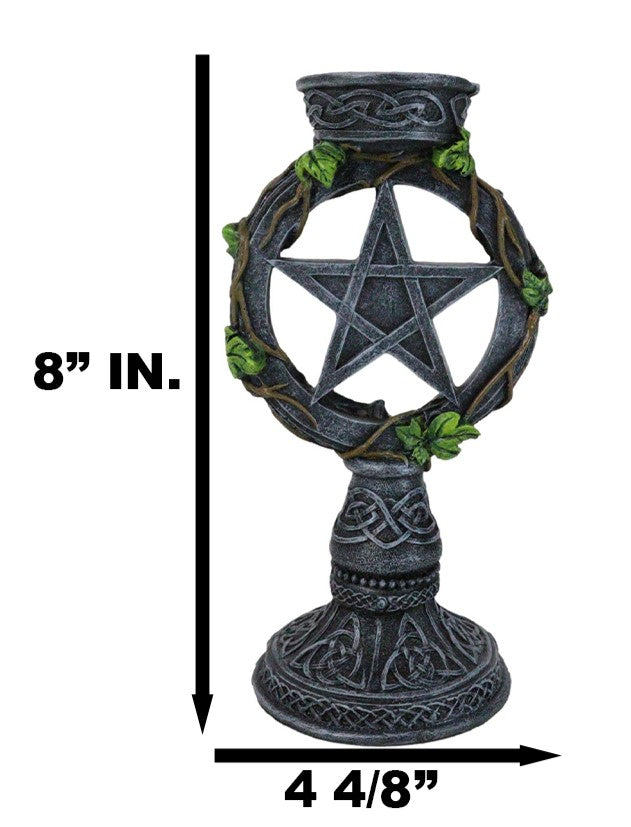 Ebros Gift Wicca Pentagram Star In Circle With Celtic Knotwork Ivy Vine Votive Candleholder