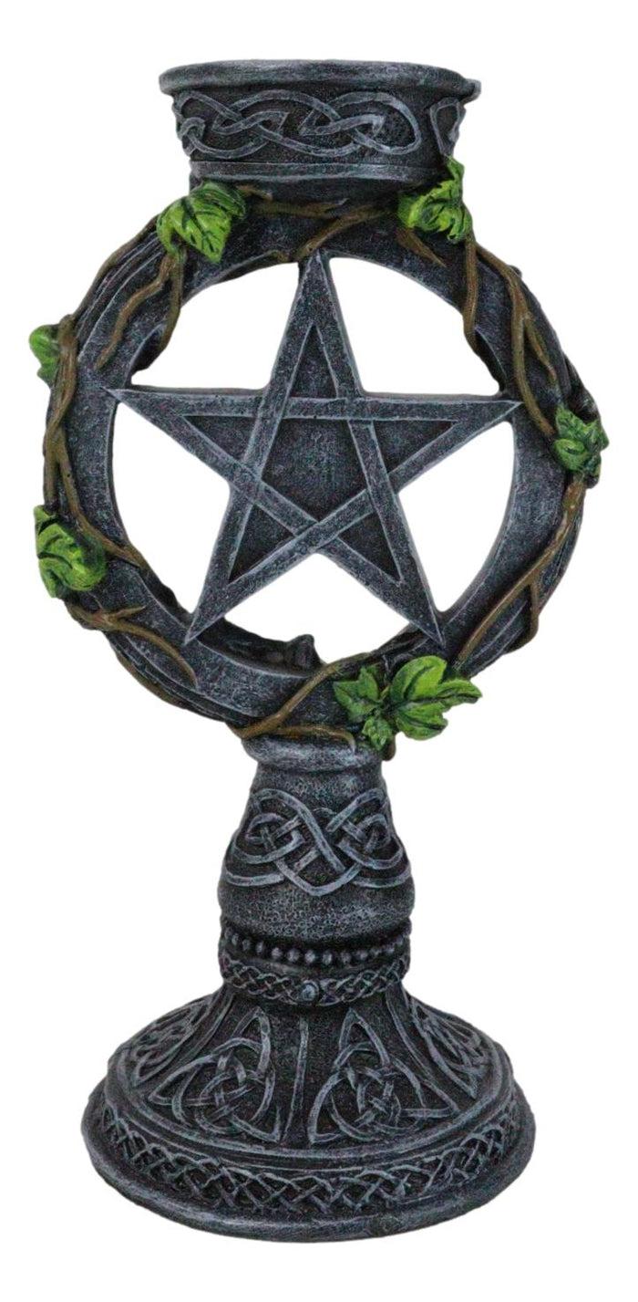 Ebros Gift Wicca Pentagram Star In Circle With Celtic Knotwork Ivy Vine Votive Candleholder