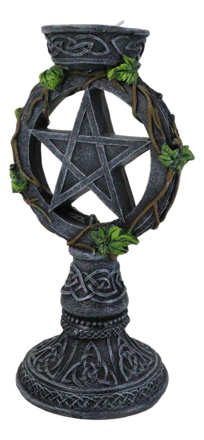 Ebros Gift Wicca Pentagram Star In Circle With Celtic Knotwork Ivy Vine Votive Candleholder