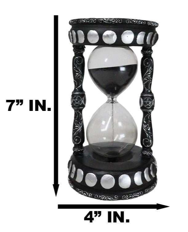 Ebros Gift Wicca Phases Of The Moon Pentagram Black Cat Invertible Glass Mystic Sand Timer