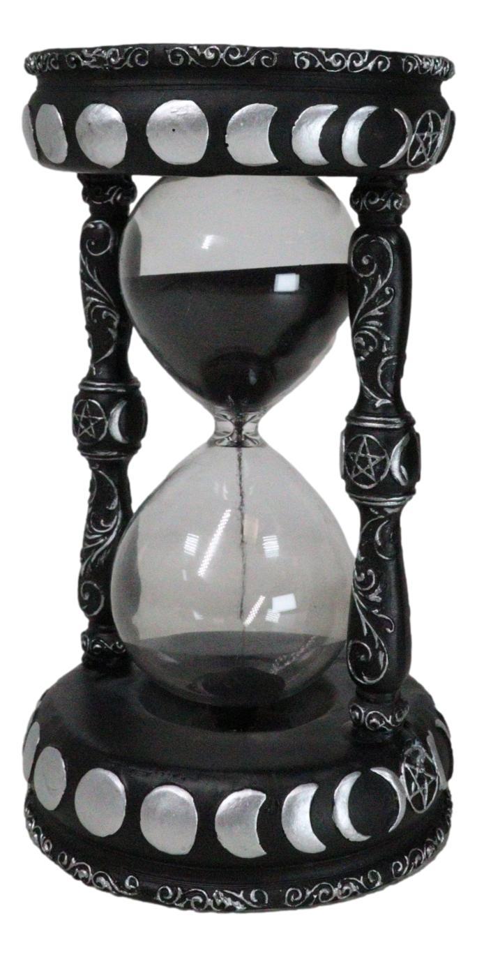 Ebros Gift Wicca Phases Of The Moon Pentagram Black Cat Invertible Glass Mystic Sand Timer