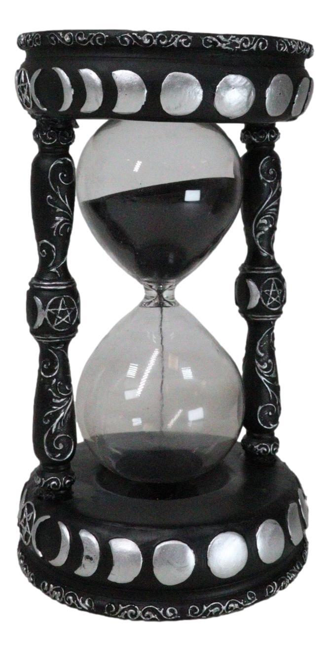 Ebros Gift Wicca Phases Of The Moon Pentagram Black Cat Invertible Glass Mystic Sand Timer