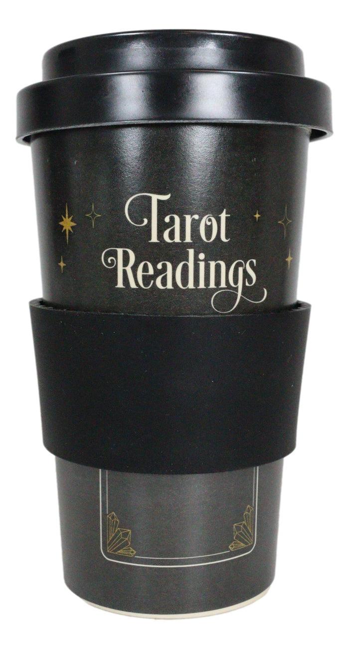 Ebros Gift Wicca Psychic Tarot Readings Coffee Card Bamboo Travel Mug Cup W/ Lid And Sleeve