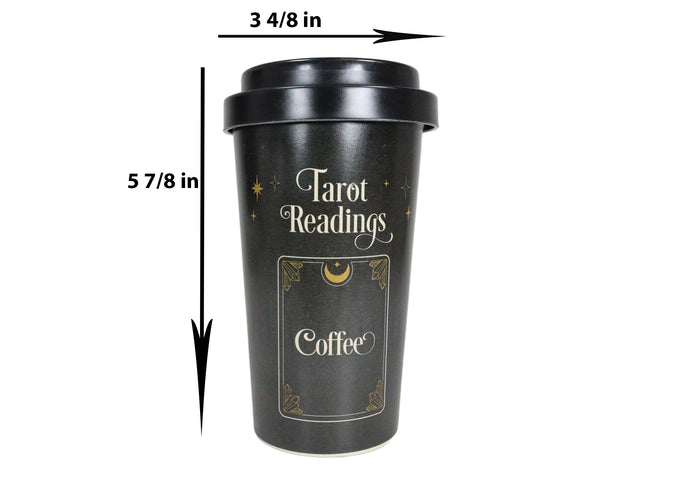 Ebros Gift Wicca Psychic Tarot Readings Coffee Card Bamboo Travel Mug Cup W/ Lid And Sleeve