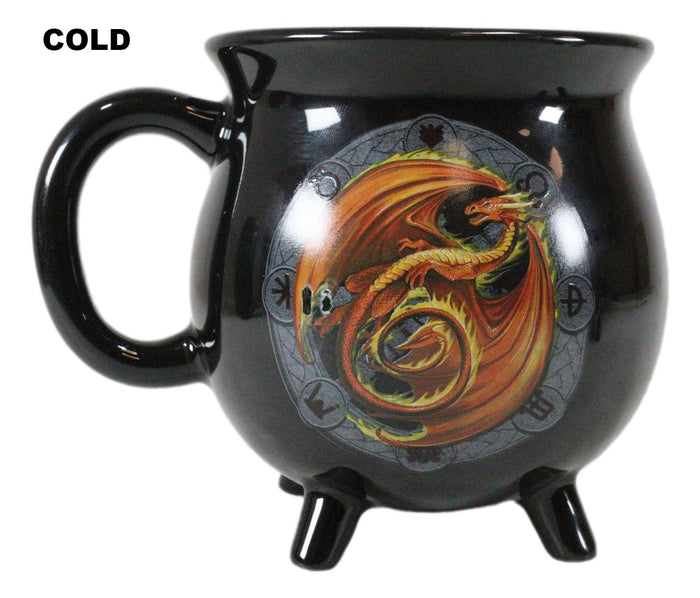 Ebros Gift Wicca Sabbats Wheel Of The Year Beltane Dragon Heat Color Changing Cauldron Mug
