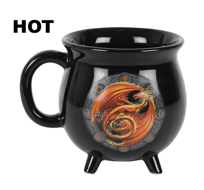 Ebros Gift Wicca Sabbats Wheel Of The Year Beltane Dragon Heat Color Changing Cauldron Mug