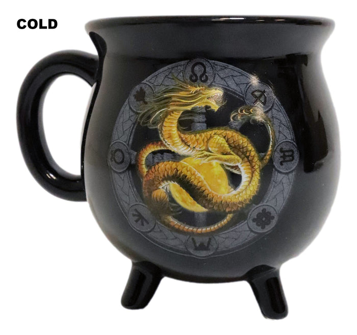 Ebros Gift Wicca Sabbats Wheel Of The Year Litha Dragon Heat Color Changing Cauldron Mug