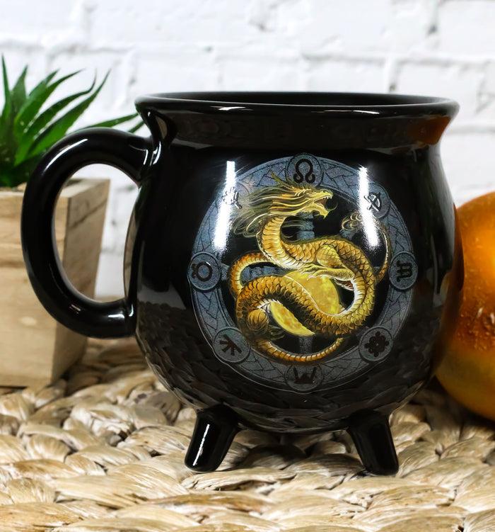 ebros gift Wicca Sabbats Wheel of The Year Litha Dragon Heat Color Changing Cauldron Mug