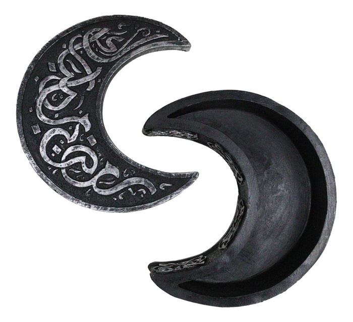 Ebros Gift Wicca Sacred Celtic Knotwork Triple Moon Crescent Shaped Trinket Box Figurine
