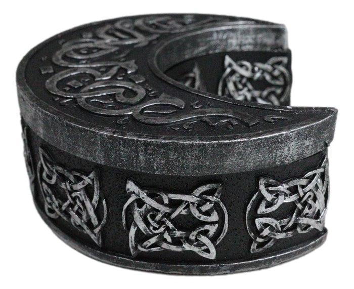 Ebros Gift Wicca Sacred Celtic Knotwork Triple Moon Crescent Shaped Trinket Box Figurine