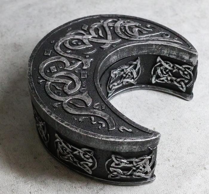 ebros gift Wicca Sacred Celtic Knotwork Triple Moon Crescent Shaped Trinket Box Figurine