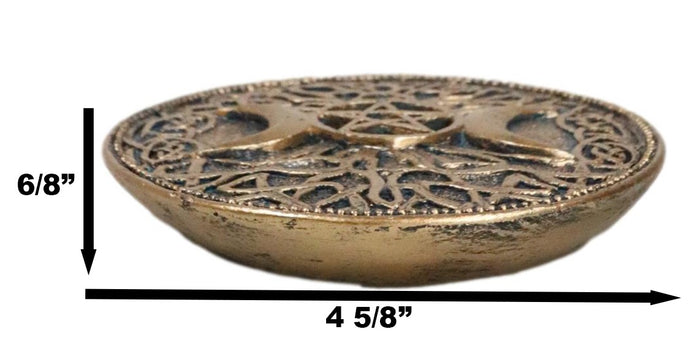 Ebros Gift Wicca Sacred Knotwork Triple Moon Pentagram Round Incense Holder Burner