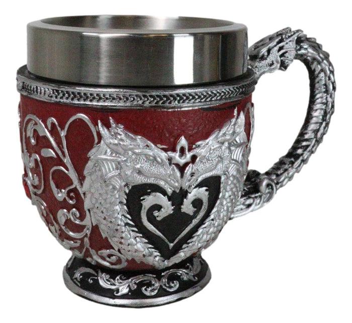 Ebros Gift Wicca Scroll Art Dragon Blood Red Vial With Silver Heart Dragons Tea Cup Mug