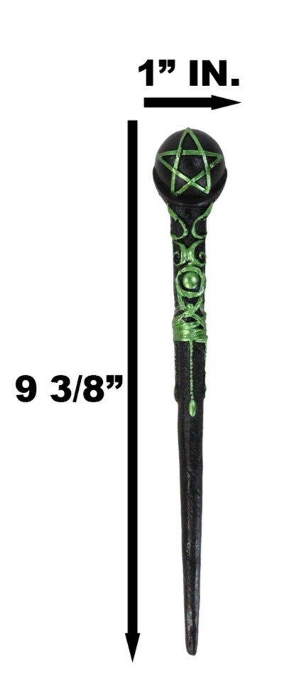 Ebros Gift Wicca Shadowsong Pentagram Green Shaman Cosplay Magic Wand 9.5" Accessory Prop