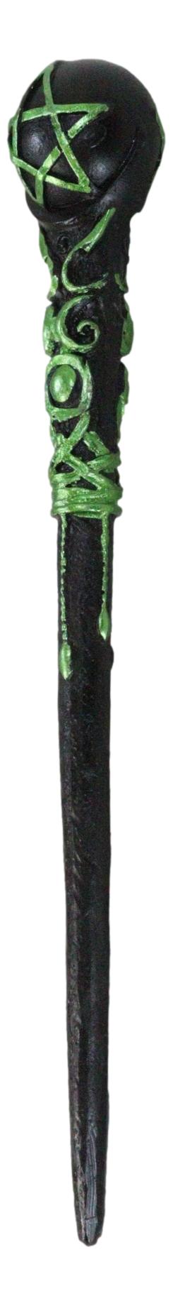 Ebros Gift Wicca Shadowsong Pentagram Green Shaman Cosplay Magic Wand 9.5" Accessory Prop