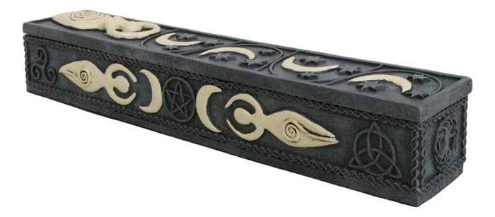 Ebros Gift Wicca Spiral Goddess Sacred Triple Moon Incense Stick Storage Box Figurine