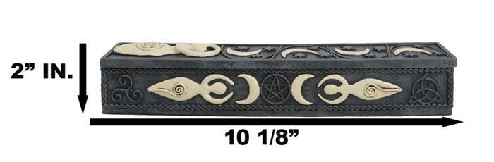 Ebros Gift Wicca Spiral Goddess Sacred Triple Moon Incense Stick Storage Box Figurine