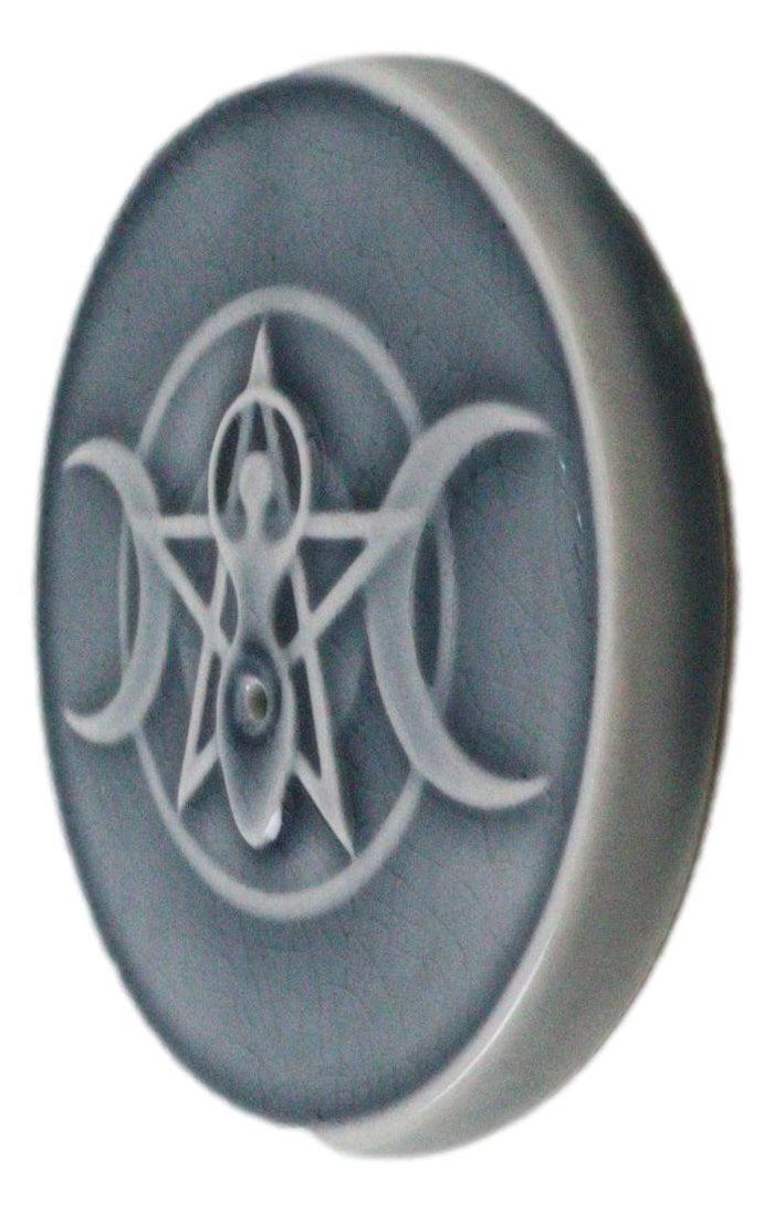 Ebros Gift Wicca Spiral Sacred Moon Triple Goddess Pentagram Incense Stick Holder Burner