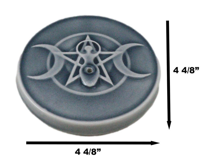 Ebros Gift Wicca Spiral Sacred Moon Triple Goddess Pentagram Incense Stick Holder Burner