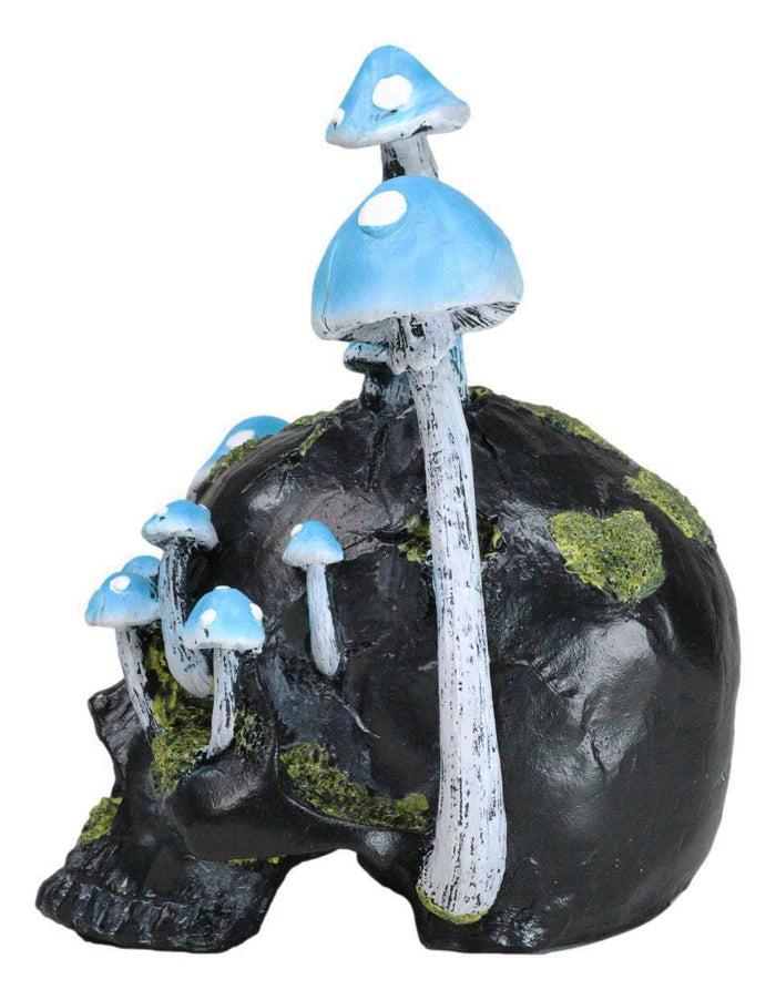 Ebros Gift Wicca Stacking Toadstool Mushrooms And Moss Fungi Forest Black Skull Figurine