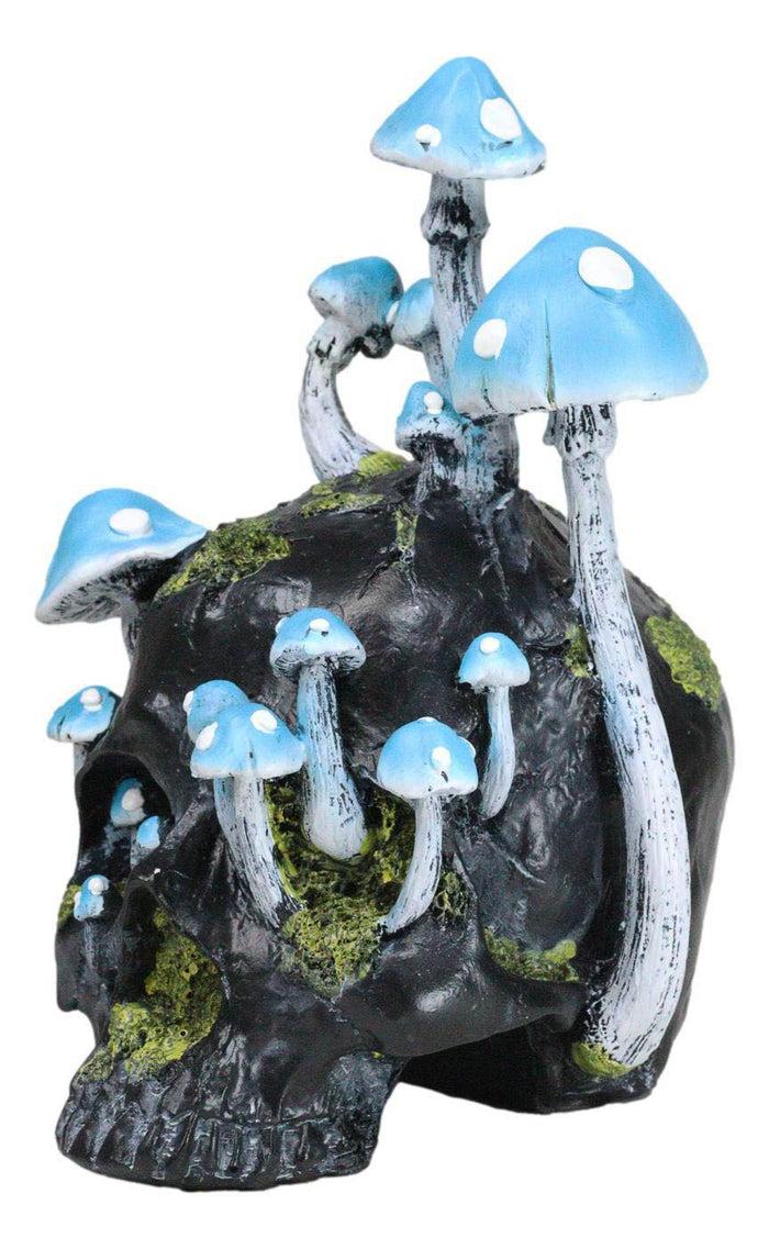 Ebros Gift Wicca Stacking Toadstool Mushrooms And Moss Fungi Forest Black Skull Figurine
