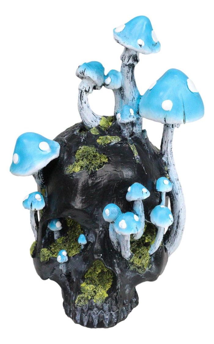 Ebros Gift Wicca Stacking Toadstool Mushrooms And Moss Fungi Forest Black Skull Figurine