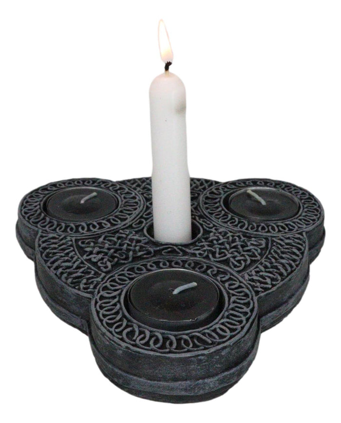 Ebros Gift Wicca Triple Goddess Celtic Knotwork Triquetra Triple Votives Taper Candleholder