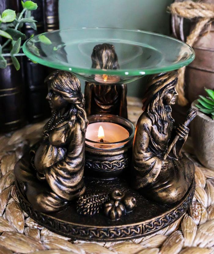 Ebros Gift Wicca Triple Goddess Maiden Mother Crone Votive Holder Aroma Oil Warmer Figurine