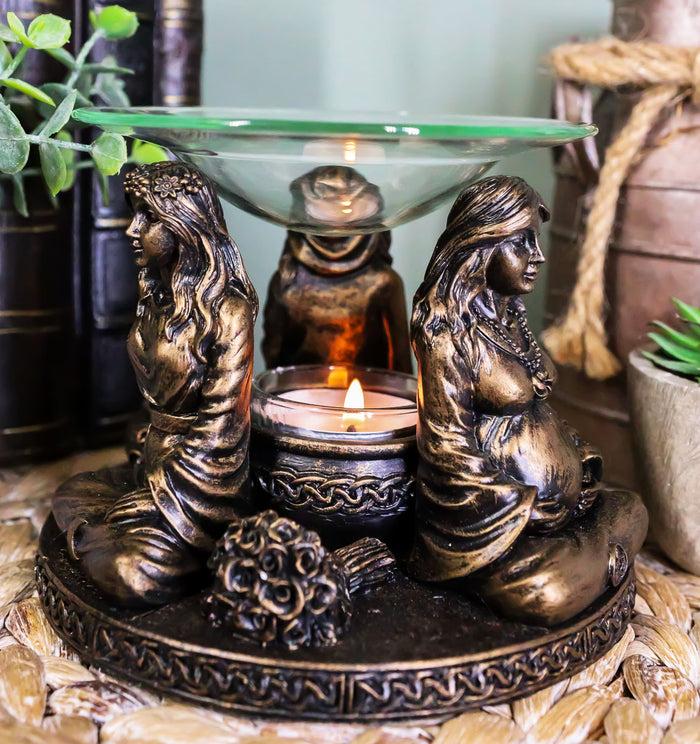ebros gift Wicca Triple Goddess Maiden Mother Crone Votive Holder Aroma Oil Warmer Figurine
