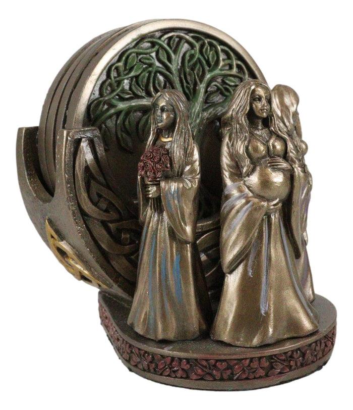 Ebros Gift Wicca Triple Goddess Mother Maiden Crone Holder With Tree Of Life Coaster Set