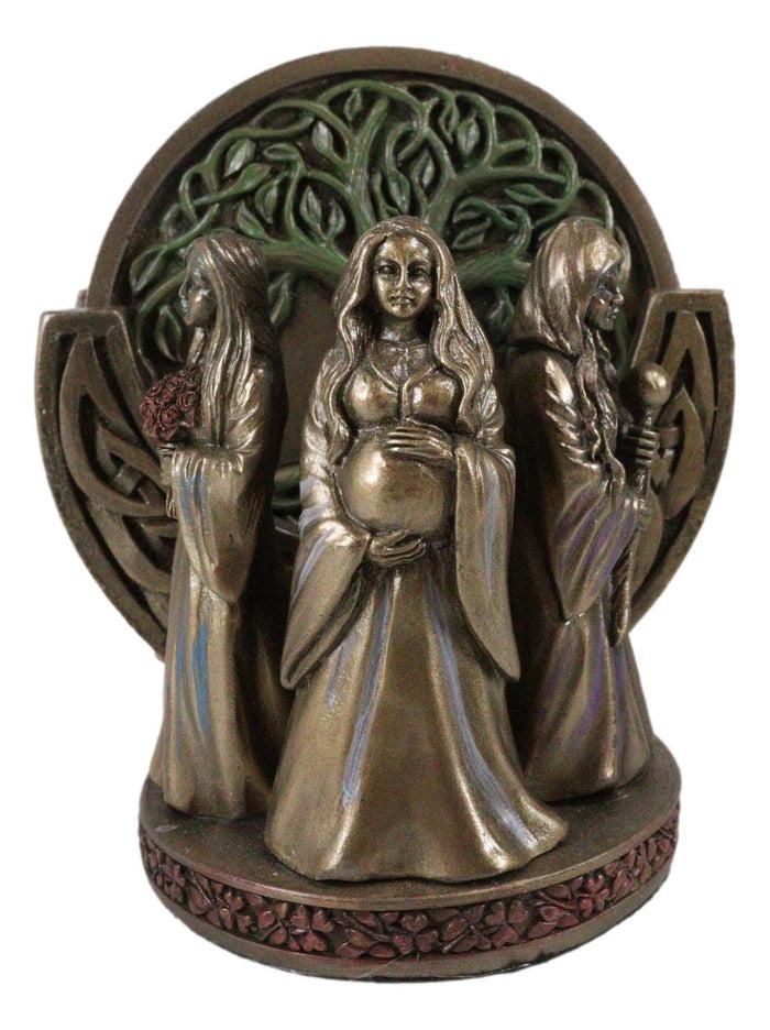Ebros Gift Wicca Triple Goddess Mother Maiden Crone Holder With Tree Of Life Coaster Set