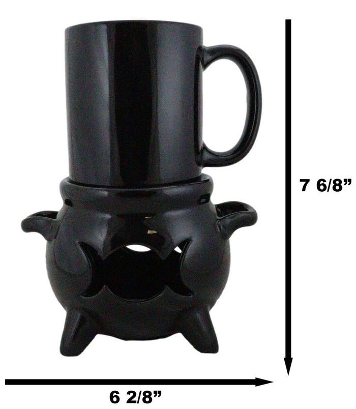 Ebros Gift Wicca Triple Moon Cauldron Cup With Candle Holder Mug Warmer Shadow Caster Set