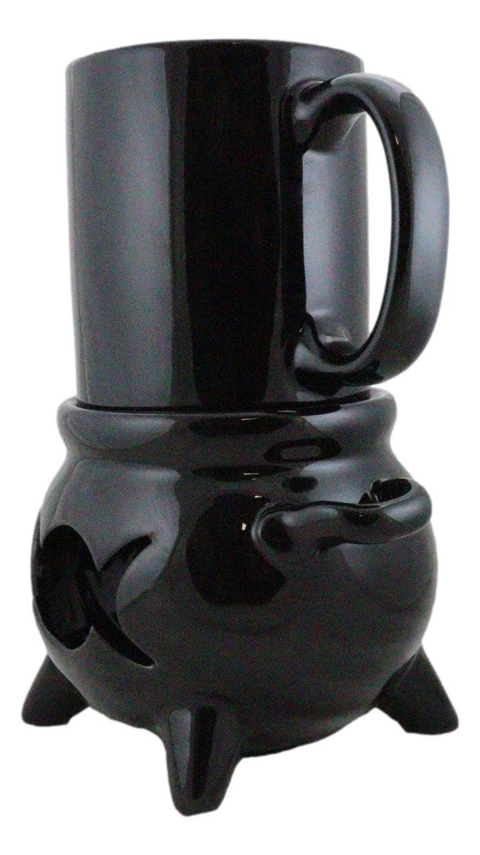 Ebros Gift Wicca Triple Moon Cauldron Cup With Candle Holder Mug Warmer Shadow Caster Set
