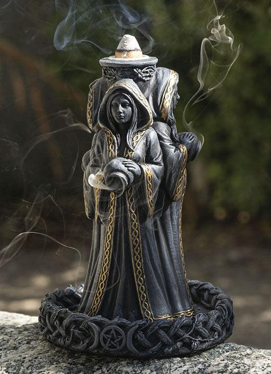 ebros gift Wicca Triple Moon Goddess Maiden Mother And Crone Pagan Backflow Incense Burner