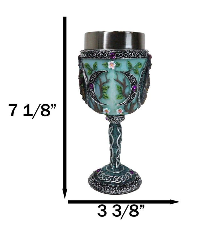 Ebros Gift Wicca Triple Moon Goddess Maiden Mother Crone Witchcraft Wine Goblet Chalice 5oz