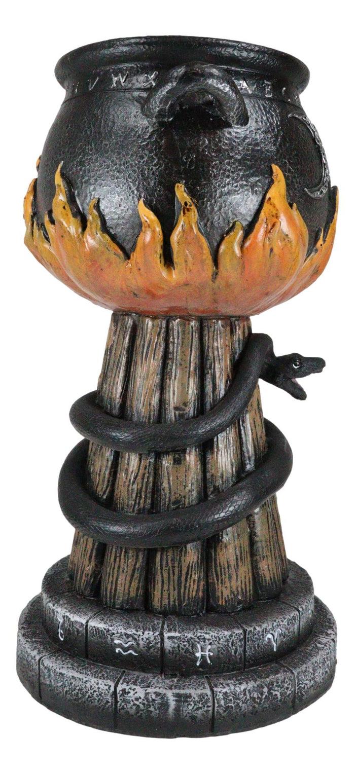 Ebros Gift Wicca Triple Moon Witch Cauldron With Snake And Sacred Geometry Candle Holder