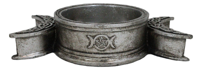 Ebros Gift Wicca Triple Moon With Pentagram Circle Celtic Knotwork Crystals Or Candle Holder
