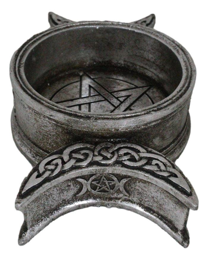 Ebros Gift Wicca Triple Moon With Pentagram Circle Celtic Knotwork Crystals Or Candle Holder