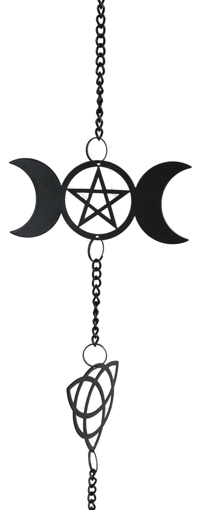 Ebros Gift Wicca Triskele Triple Moon Goddess Black Coated Steel Metal Wind Chime Mobile