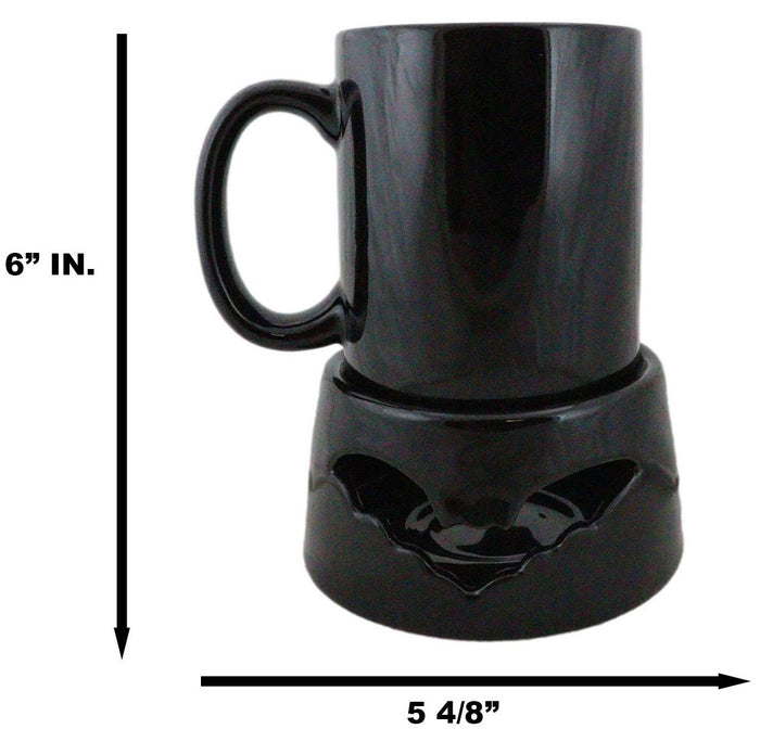 Ebros Gift Wicca Vampire Bat Black Cup With Candle Holder Mug Warmer Shadow Caster Set