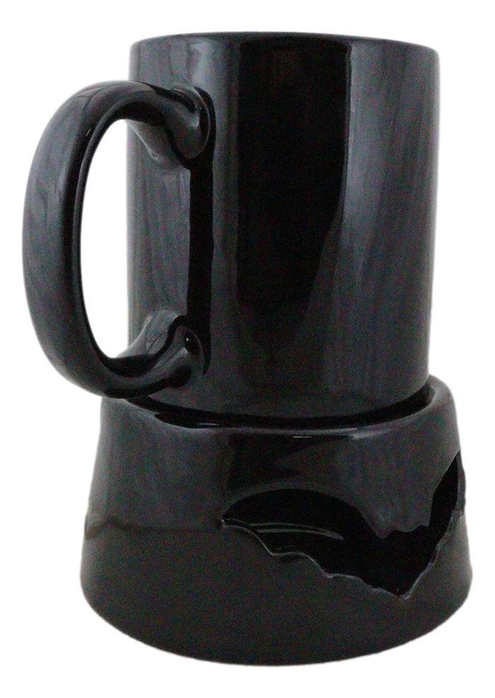 Ebros Gift Wicca Vampire Bat Black Cup With Candle Holder Mug Warmer Shadow Caster Set