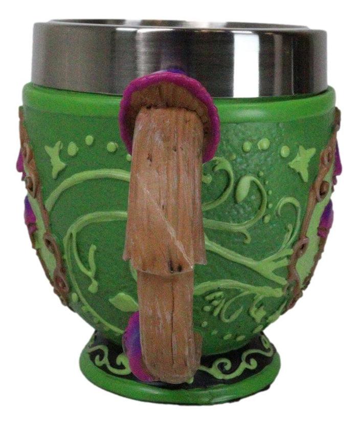 Ebros Gift Wicca Whimsical Magic Mushrooms Fungus Forest Green Tea Cup Mug With Handle