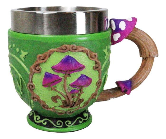 ebros gift Wicca Whimsical Magic Mushrooms Fungus Forest Green Tea Cup Mug With Handle