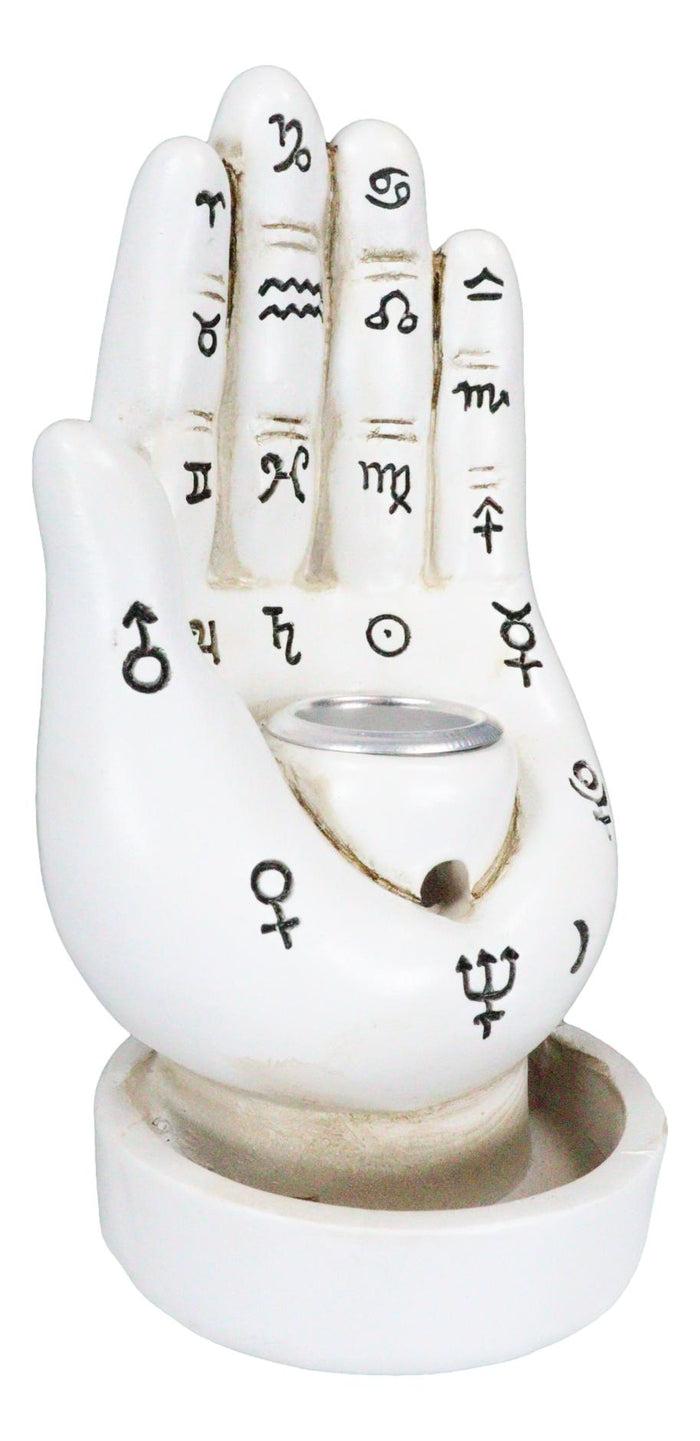 Ebros Gift Wicca White Fortune Teller Chirology Palmistry Hand Palm Backflow Incense Burner