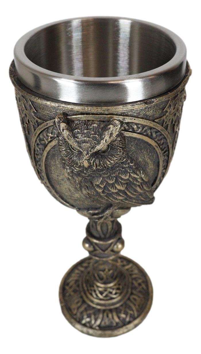 Ebros Gift Wicca Wisdom Of The Woods Great Horned Owl Perching On Pentagram Wine Goblet