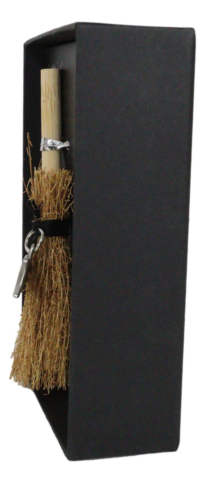 Ebros Gift Wicca Witch Broom Magick Broomstick W/ Pentagram Triple Moon Pendant Lucky Charm